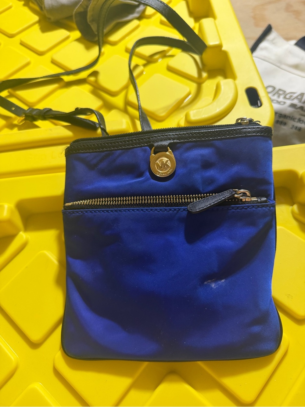 Michael Kors Royal Blue Nylon Wristlet with Gold MK Emblem